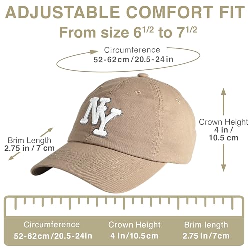 E by Elidan Khaki NY 3D Embroidered Dad Hat - Unisex Baseball Cap