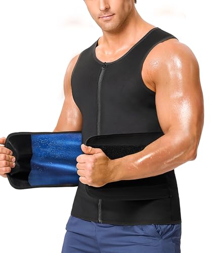 Mens Sauna Suit Sweat Vest for Weight Loss - Blue, Large