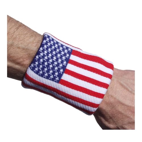 USA Sports Flag Wristbands - 4-Inch Cotton Performance Bands