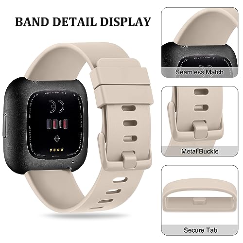 Soft Silicone Bands for Fitbit Versa 2 / Lite - 3 Pack Large (Black, Smoke Violet, Milk Tea)