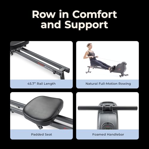 Smart Magnetic Rower - Compact Quiet Rowing Machine - Black