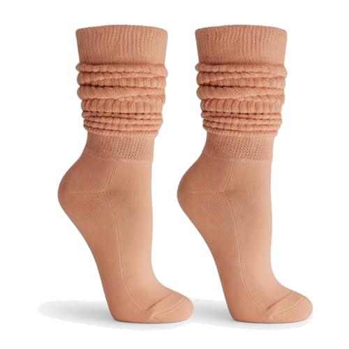 Heavyweight Slouch Crew Socks for Women - Peach, Size 5-10