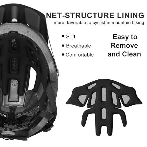 Mountain Bike Helmet for Adults - Lightweight, Adjustable Fit - Matte Black, Large