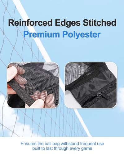 2Pcs Mesh Ball Bag for Sports - Basketball, Soccer, Volleyball - Black