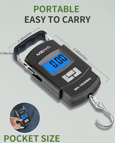 Digital Fish Scale 110lb/50kg with Backlit LCD & Portable Handle for Anglers