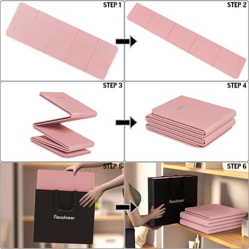 Foldable Yoga Mat for Travel - 6mm Thick, Non-Slip TPE - Pink
