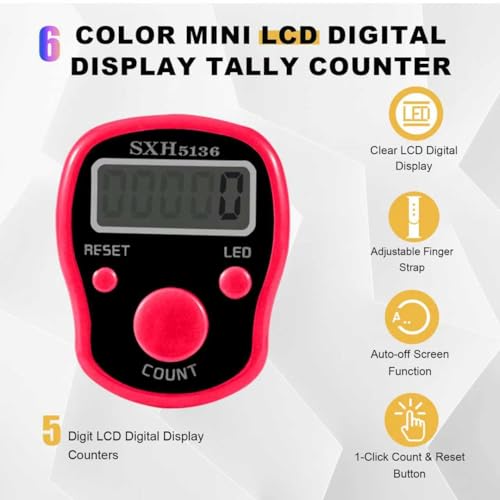 Digital Tally Counter Clicker - 6 Pack with LED Display