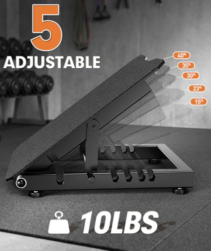 Black Adjustable Slant Board for Squats and Calf Stretching | Heavy-Duty Steel