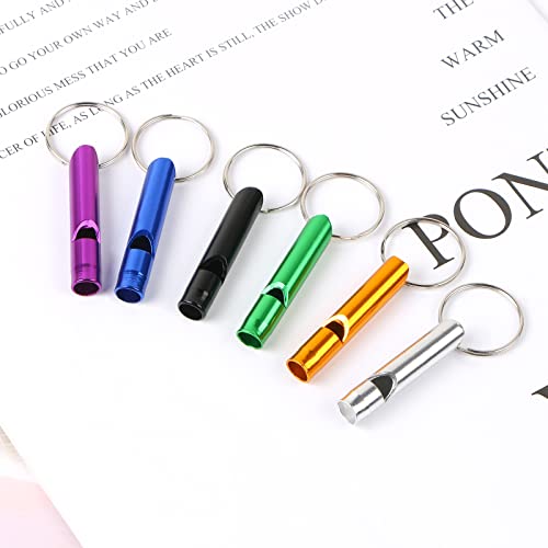 12 Pcs Emergency Survival Whistle Set with Keychain - Lightweight Aluminum