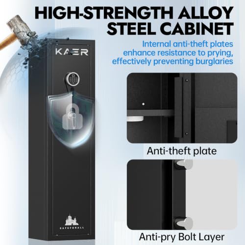 Long Gun Safe for 5 Scoped Rifles & Shotguns - Black