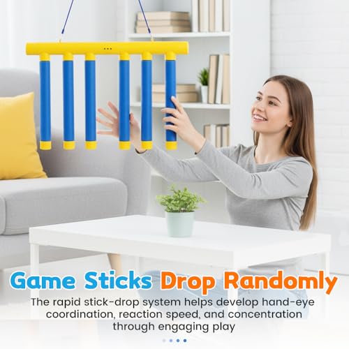 Reflex Sticks Game - Reaction Time Trainer with Adjustable Speed - Yellow