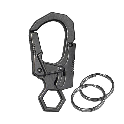 Ahiller Gunmetal Double Locking Carabiner Clip Zinc Alloy Keychain for Keys