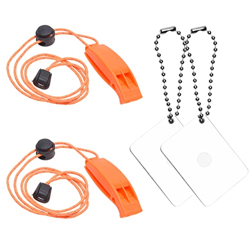 Survival Whistle & Reflective Signal Mirror Set - Outdoor Kit