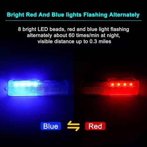 Aolyty Solar Warning Light, Bright Red and Blue Light Flashing Alternately Waterproof Emergency Caution Light for Construction Site, Dock, Guardrails, Driveway, Beacon (Red & Blue)