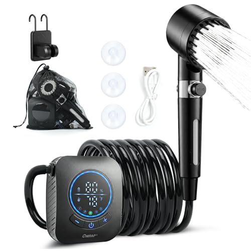 Onirap Black Portable Camping Shower with Filter & LED Display