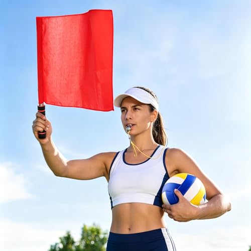Referee Flags Set - 8 Pcs Volleyball Line Judge Flags with Sponge Handle