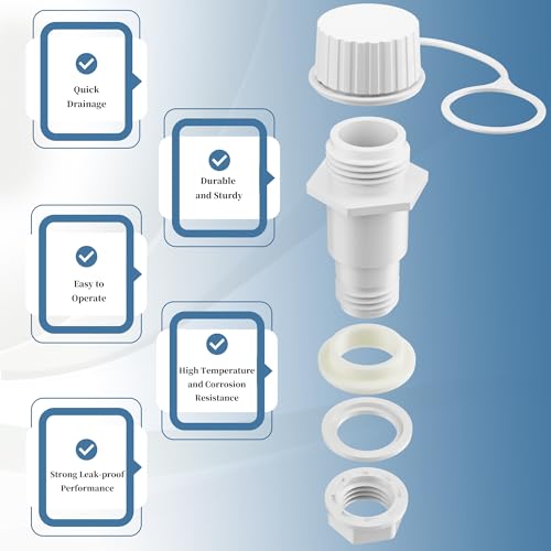 Threaded Drain Plug with Plastic Tethered Cap for Cooler,Compatible