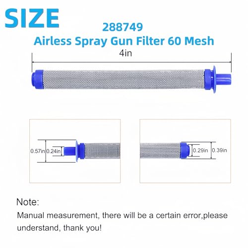 12 Pack 288749 Airless Spray Gun Filter 60 Mesh, Compatible with Graco Spray Gun Models SG10, SG20, SG Pro, SG2 and SG3 Replacement Paint Filter