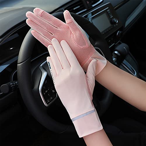 UV Protection Fingerless Gloves for Women - Pink Mesh