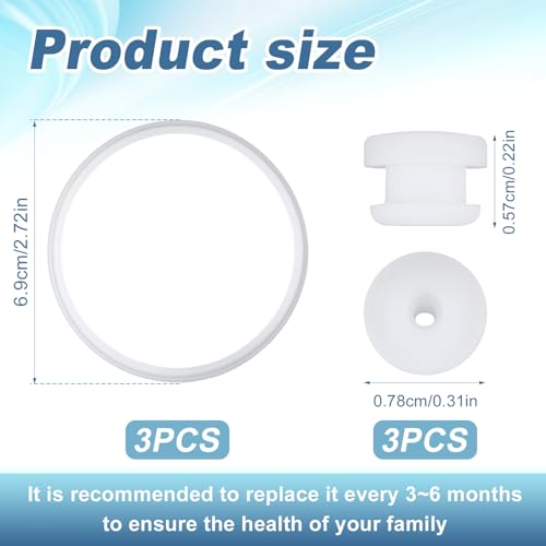 Water Bottle Cap Ring & Breather Plug Set - 6 Pieces