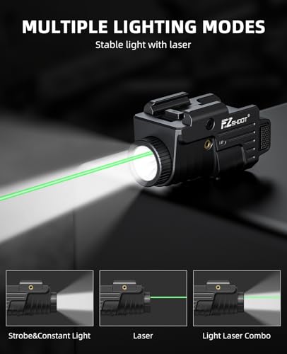 800 Lumens Rechargeable Pistol Light Laser Combo with Strobe Mode