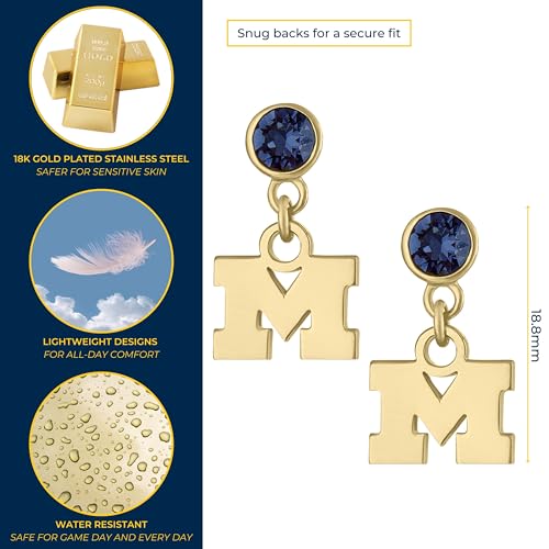 Stone Armory Michigan Wolverines Earrings for Graduation - University Jewelry Gifts for Women
