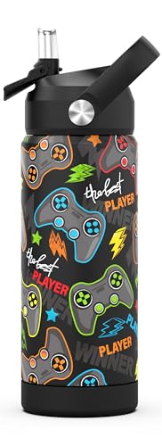 18oz Kids Insulated Stainless Steel Water Bottle with Straw – Leak-Proof, BPA-Free