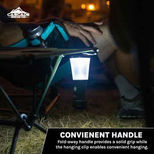 Cascade Mountain Tech 500-Lumen IPX4 Water-Resistant LED Flashlight Lantern with 3 Light Modes for Outdoor and Emergency Use - 3 Pack,Black