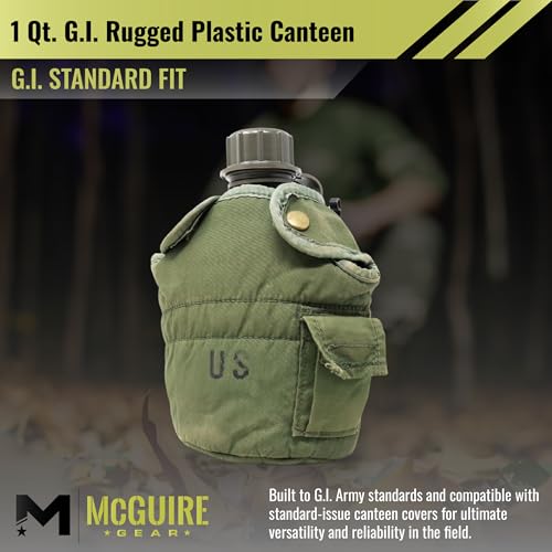 Military-Style 1 Qt. Rugged Plastic Canteen Water Bottle - Olive Drab