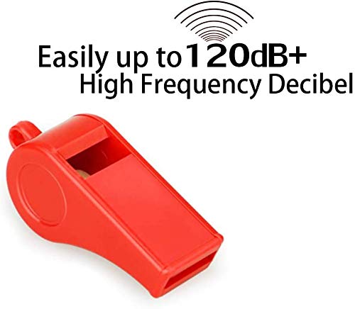 Super Loud Red Emergency Whistles with Lanyard - 2 Pack