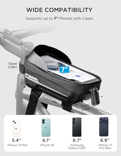 Waterproof Bike Frame Bag with TPU Touchscreen - Black
