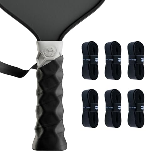 Hesacore Hesatac Overgrip Tape 6-Pack Black for Pickleball & Tennis – Sweat Absorbing, Soft, Anti-Slip