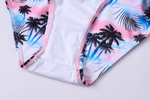 Girls 3-Piece Striped Multicolored Bikini Set with Cover Up - Pink/Blue, Ages 7-8