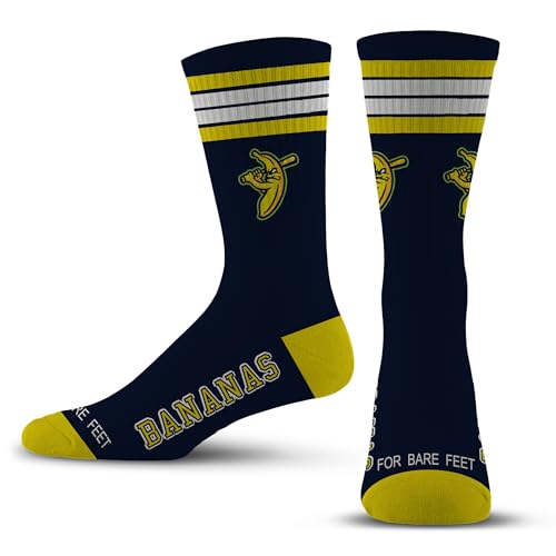 For Bare Feet Savannah Bananas Youth Crew Socks - Team Colors, 4 Stripe