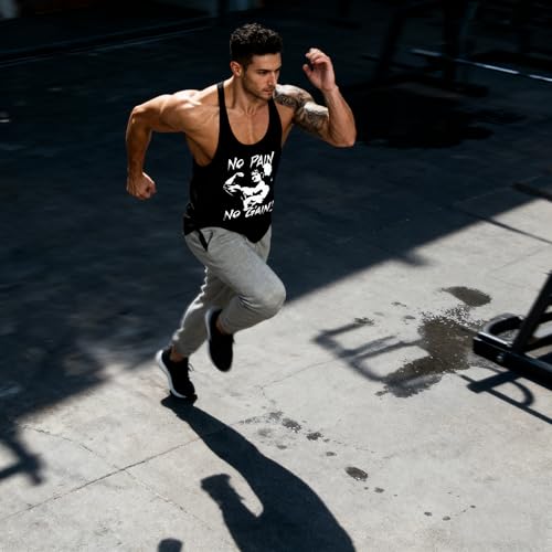 Men's Workout Tank Top - Gym Muscle Y Back Shirt - X-Large Black