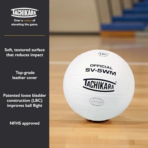 Tachikara Full Grain Leather Volleyball Collegiate Blue/White/Silver - NFHS Approved