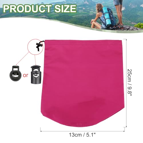 Waterproof Stuff Sack - Lightweight Drawstring Storage Bag - Rose Red / 5 x 10 Inch