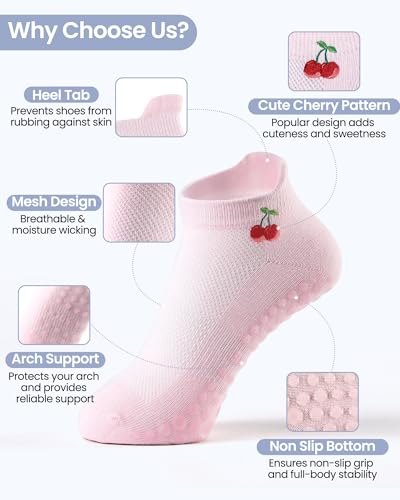Grip Pilates Socks for Women - 6 Pairs Non-Slip Yoga Socks