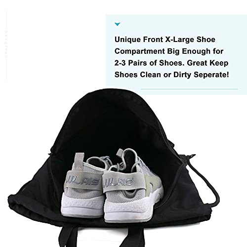 X-Large Black Drawstring Backpack with Shoe Compartment