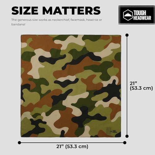 Large Cotton Bandana Headband - Versatile Headwear for Men & Women - Camo