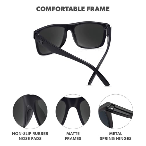 Knockaround Torrey Pines Polarized Sunglasses for Men & Women - Black on Black Smoke UV400