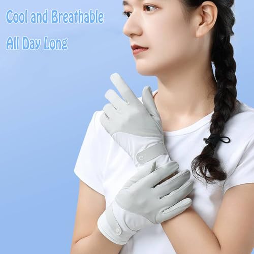 Full Finger Summer Cycling Gloves - UV Protection & Touchscreen - Grey