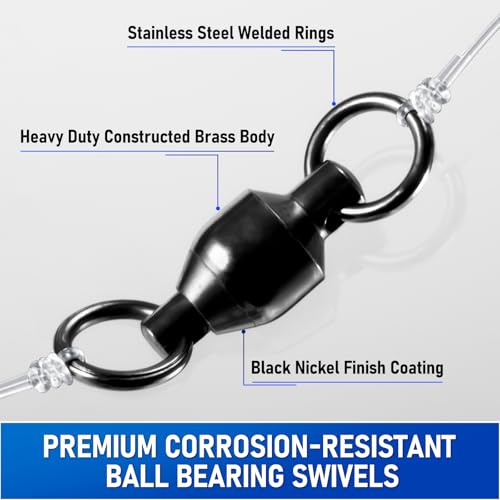 30-Pack Fishing Swivels - #0 33LB Ball Bearing Stainless Steel