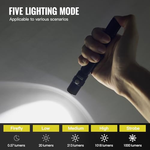 ThruNite Archer 2A C Flashlight, 2AA EDC Tactical Dual Mode Flashlight Rechargeable, 1018 High Lumens Pocket LED Flash Light for Emergency, Camping, Home - Cool White