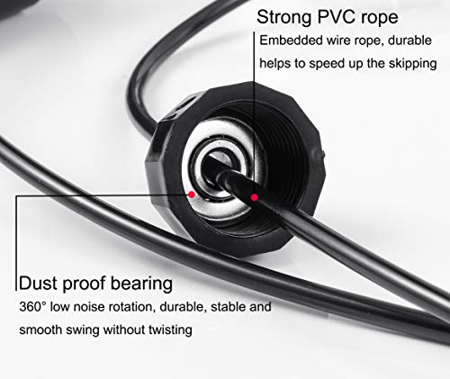 Adjustable Jump Rope - Tangle-Free Skipping Rope for Home Gym - Black