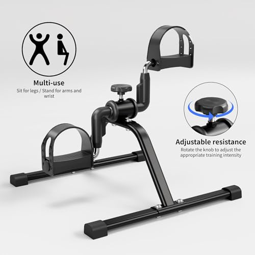 Mini Stationary Cycle Pedal Exerciser with Adjustable Resistance - Black