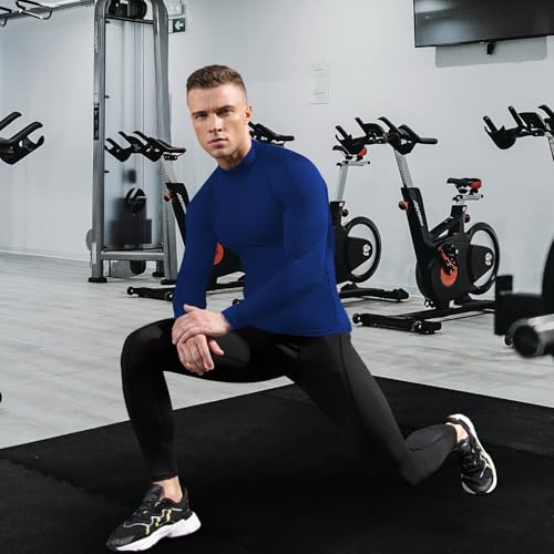 Men's Long Sleeve Compression Workout T-Shirt - Small Blue