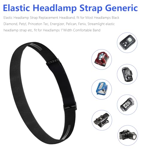 Elastic Headlamp Strap Replacement - Comfortable 1" Headband