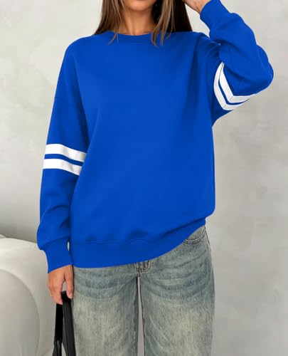LEEDYA Women's Long Sleeve Blue Sweatshirt Medium Casual Loose Pullover Hoodie
