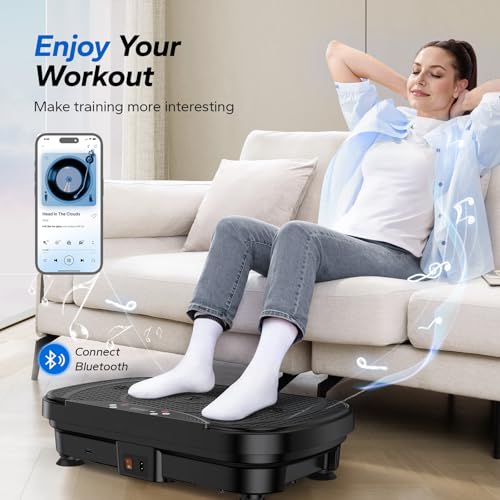 Vibration Plate Exercise Machine - 99 Speeds, Bluetooth, Black